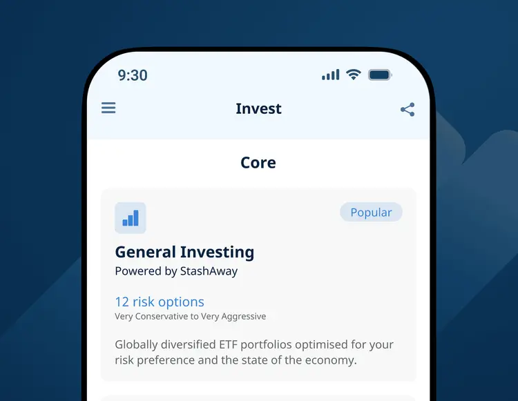 General investing mobile app mockup